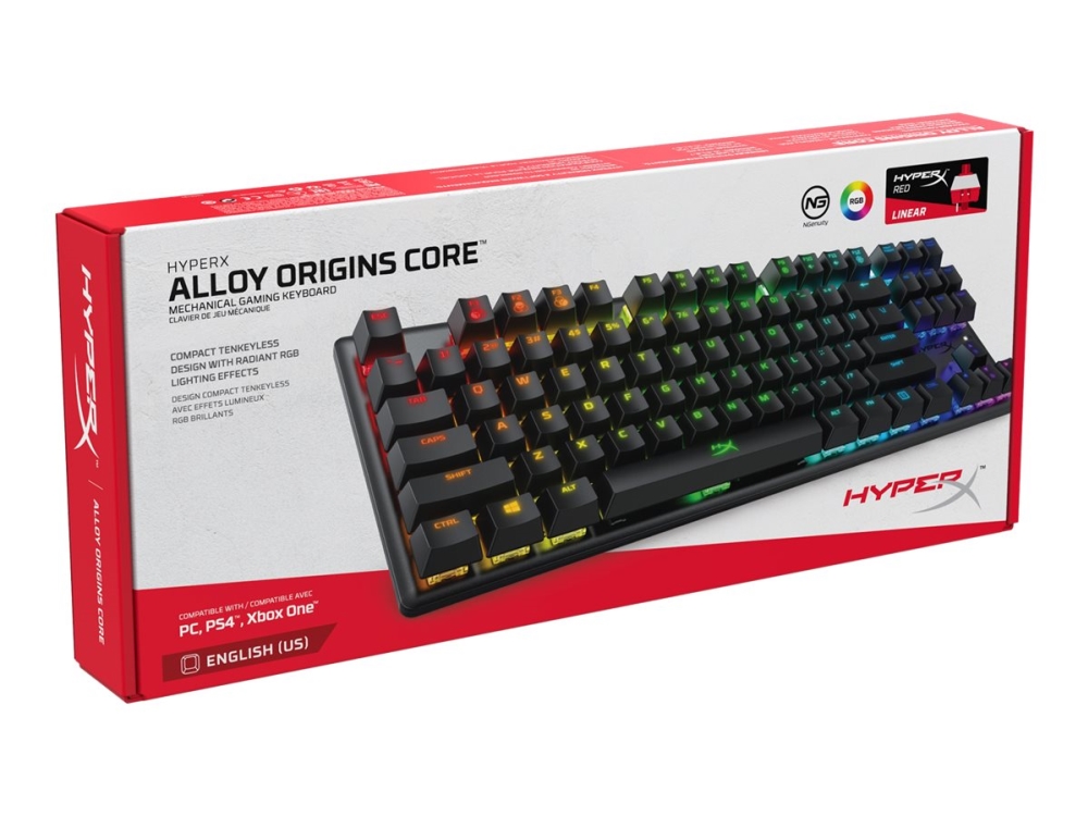 HyperX Alloy Origins Core - Tastatur - bagbelyst - USB - tastkontakt: HyperX Aqua