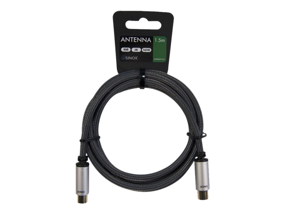Sinox - Antennkabel - IEC-kontakt hane till IEC-kontakt hona - 1.5 m - koaxial | Datortillbehör - Kablar & adaptrar - Bildkablar | GameStuff