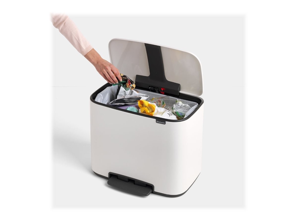 Brabantia Bo Pedal Bin - Skraldespand - fliplåg - 36 L - fodpedal - hvid