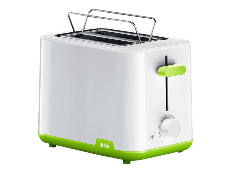 Braun Breakfast1 Ht1010gr - Brødrister - 2 Skive - 2 Holdere - Hvid/Grøn