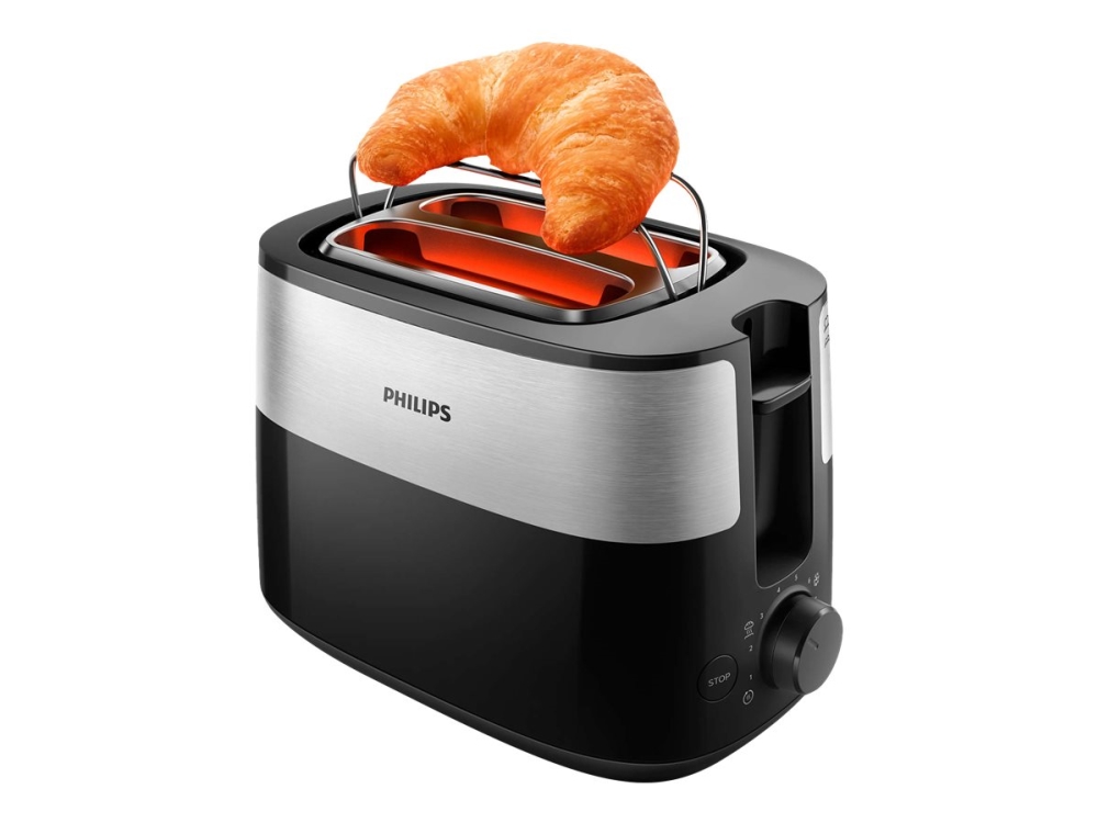 Philips Daily Collection Hd2516/90 Toaster – 2 Scheiben, Breite Toastkammer, Metall, 2 Scheibe(N), Schwarz, Kunststoff, Drehregler, China, 830 W
