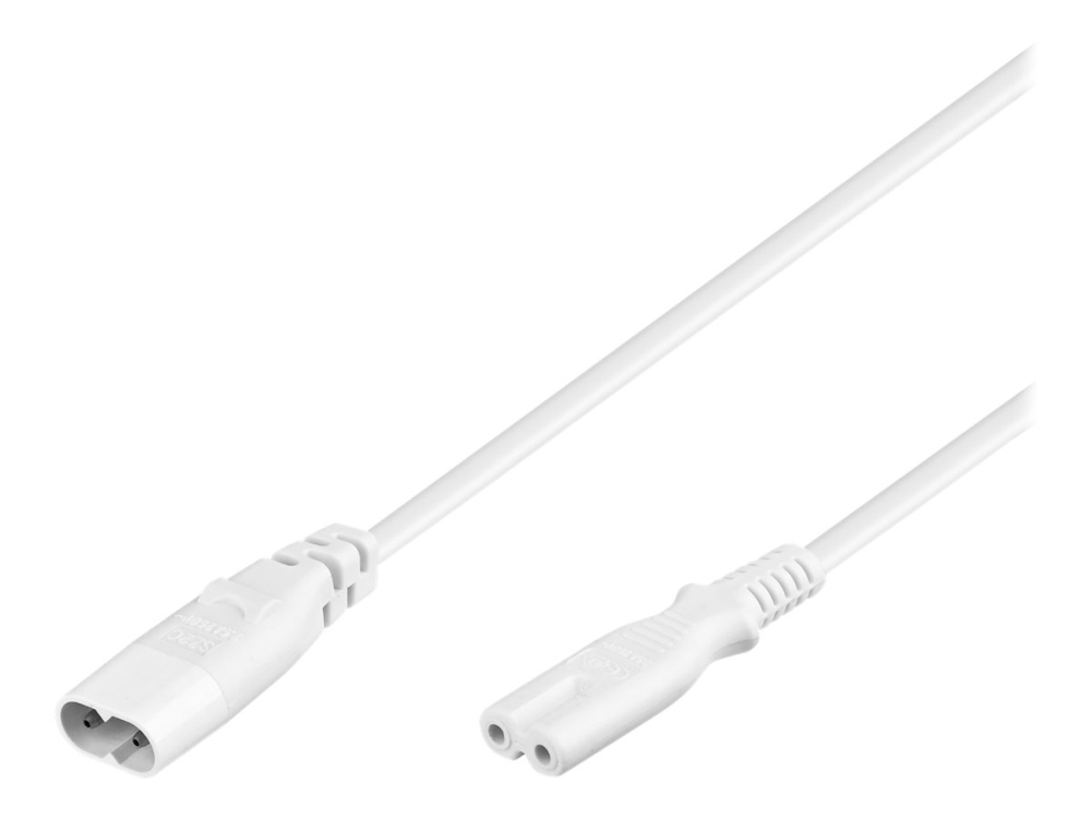 goobay - Strömkabel - IEC 60320 C8 till ström IEC 60320 C7 - 250 V - 2 m - vit | Datortillbehör - Kablar & adaptrar - Strömkablar | GameStuff