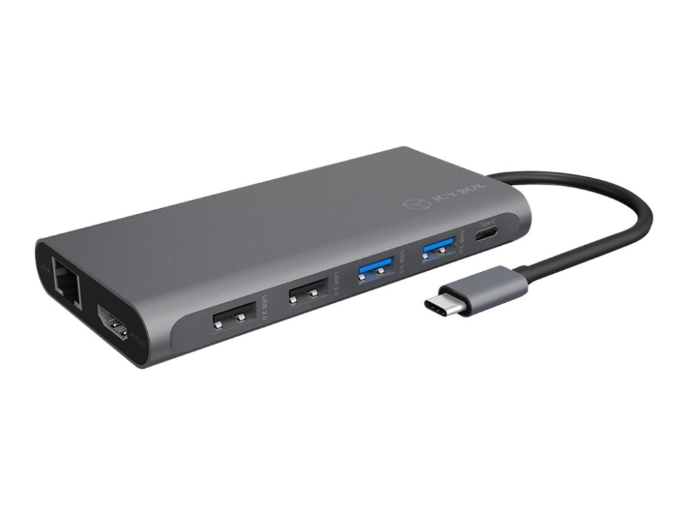 Icy Box Ib-Dk4050-Cpd, Kabelgebunden, Usb 3.2 Gen 1 (3.1 Gen 1) Type-C, 100 W, 10,100,1000 Mbit/S, Anthrazit, Microsd (Transflash), Sd
