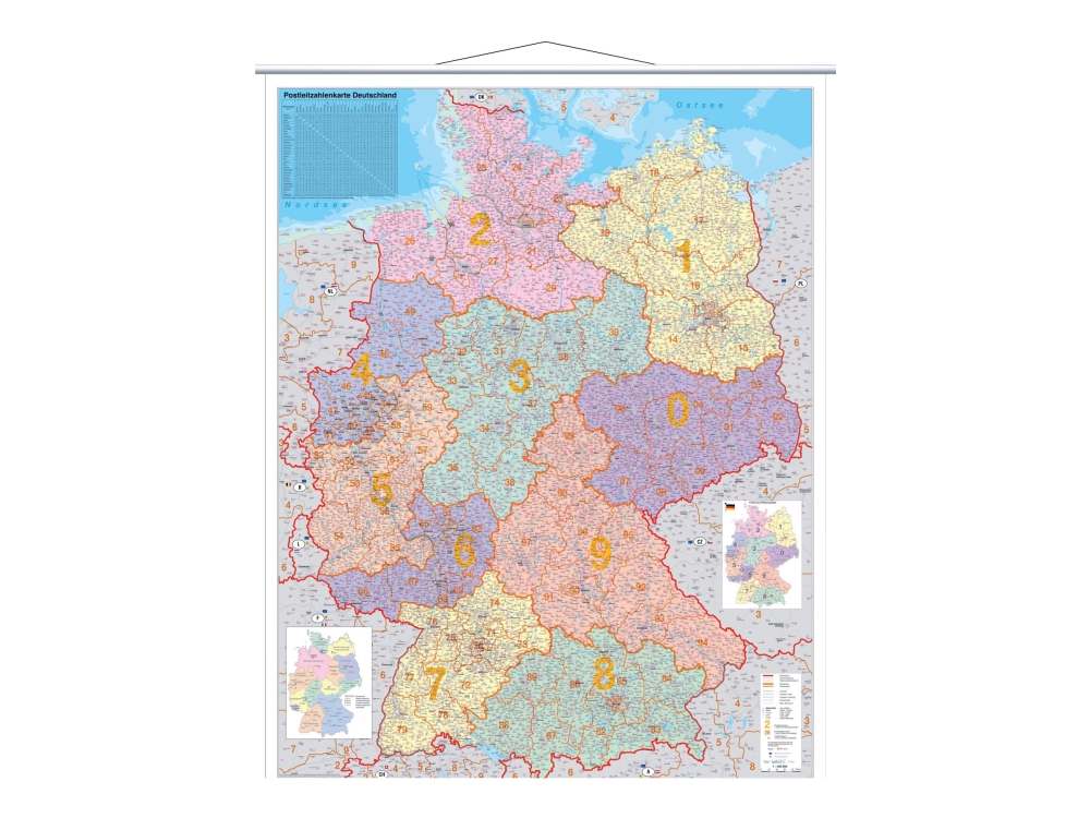 Franken - Tørslette-Korttavle - Tyskland - 1:750000 - Vægmonterbar - 970 X 1370 Mm - Ikke-Magnetisk - Hvid Ramme