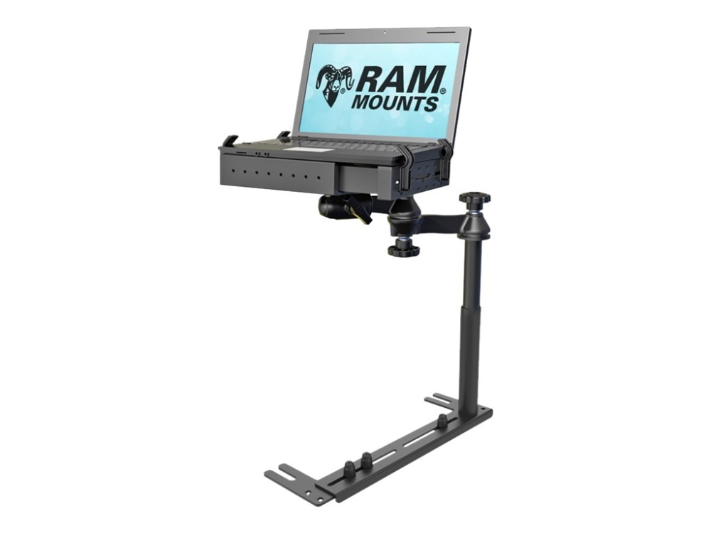 RAM Universal No-Drill Laptop Mount - Monteringssats (monteringsbas, anteckningsboksfack, teleskoppåle, dubbelt ledande svängarm) - för notebook - stål, kraftig komposit - bilsätesbultar | Datorer & Surfplattor - Bärbara tillbehör - Övriga tillbehör | GameStuff