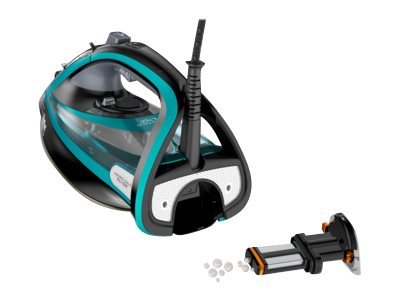 Tefal Ultimate Pure Fv9844 Bügeleisen Trocken- & Dampfbügeleisen Durilium Selbstreinigende Grundplatte Schwarz - Blau 3200 W (Fv9844)