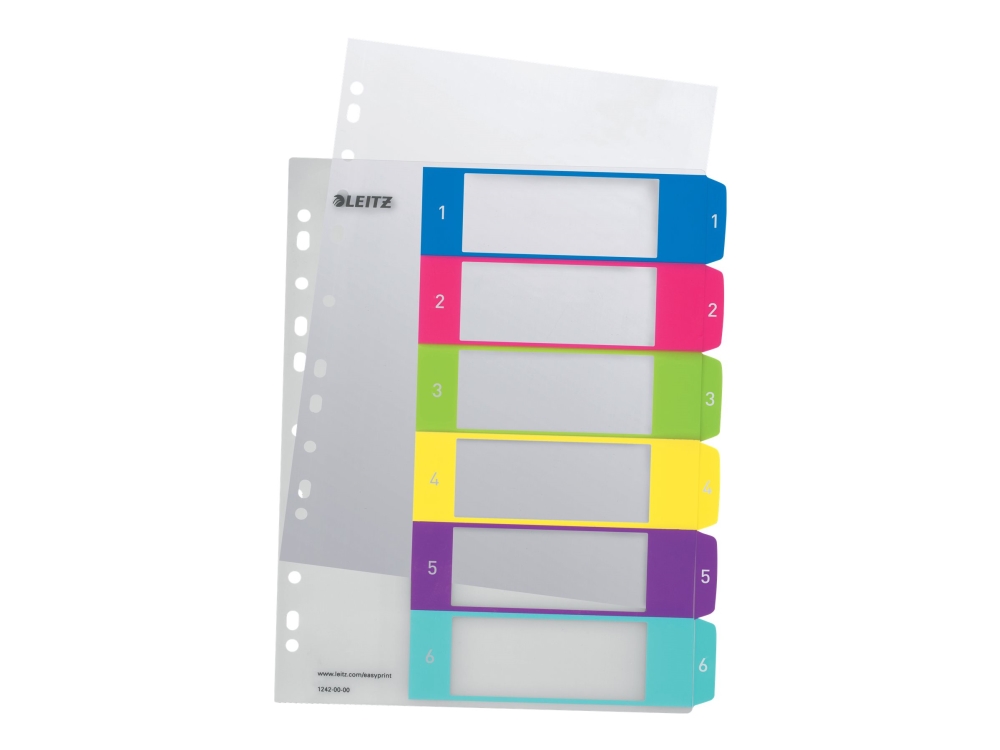 Leitz WOW - Deler - 6 dele - præ-trykt: 1-6 - for A4 Plus (228 x 303 mm) - med faneblade - mange farver