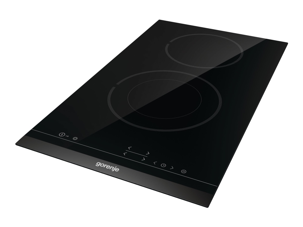Gorenje Essential ECT322BCSC - Keraaminen keittotaso - 2 levyä - Niche - leveys: 28,3 cm - syvyys: 49 cm - musta - fasettireunalla varustettuna