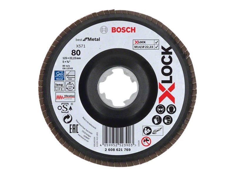 Bosch Best For Metal X571 - Flapdisk - For Metal - 125 Mm - X-Lock - Rund - Kornstørrelse: 80