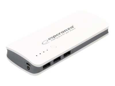Esperanza Radium Powerbank 8000 Mah 2 A 3 Output Stikforbindelser Usb På Kabel: Micro Usb Grå Hvid
