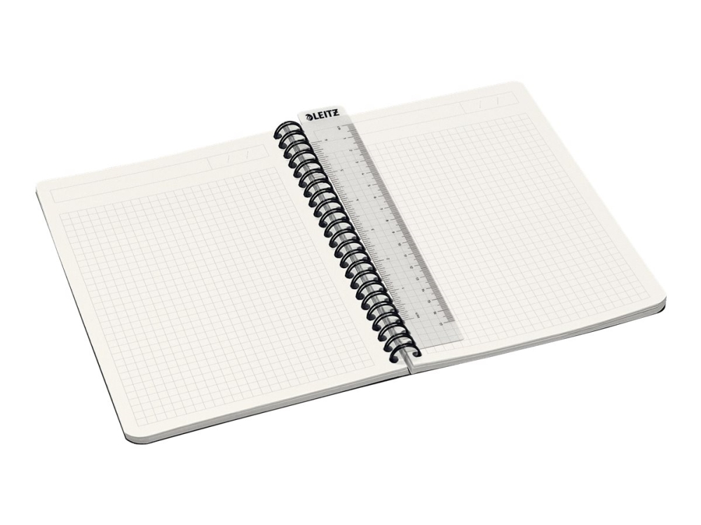 Leitz Office - Notesbog - wire-indbundet - A5 - 90 ark / 180 sider - kvadreret - rød - pap