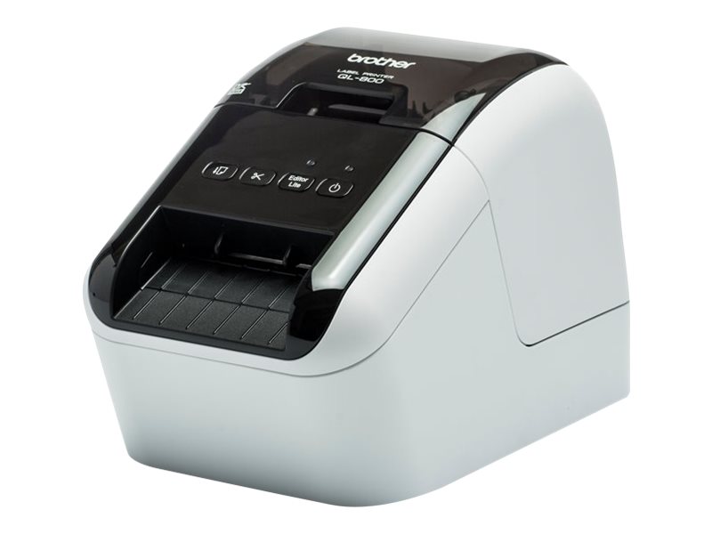 Brother QL-800 - Etiketprinter - to-farvet (monokrom) - direkte termisk - Rulle (6,2 cm) - 300 x 600 dpi - op til 93 etiketter/min. - USB 2.0 - skærer - hvid, skinnende sort