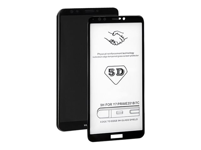 Qoltec Premium Tempered Glass 5d Skarmskydd För Mobiltelefon 3d Glas 5.5  " Ramfarg Svart För Huawei Y7 Prime 2018