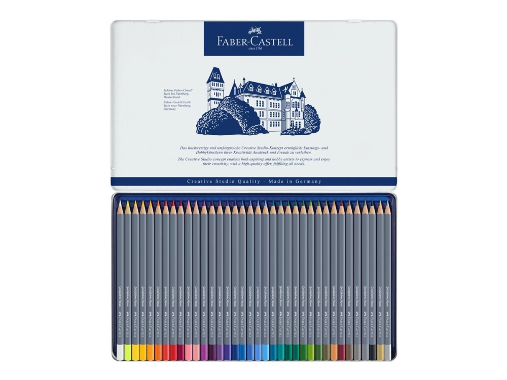 Färgpennor Faber Castell - Goldfaber vattenfärg färgpennor i metallbox (36 st.) | Skola & Hobby - Konstmaterial - Akvareller och vattenfärger | GameStuff