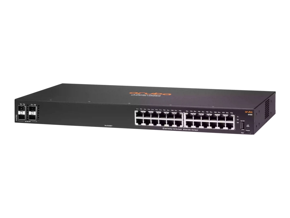 Hpe Aruba 6100 24G 4Sfp+ Switch - Switch - Verwaltet - 24 X 10/100/1000 + 4 X 1 Gigabit / 10 Gigabit Sfp+ - Luftstrom Von Seite Zu Seite - Rackmontie