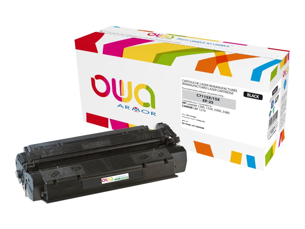 Owa - Sort - Kompatibel - Tonerpatron (Alternativ Til: Hp C7115x) - For Hp Laserjet 1000, 1005, 1005W, 1200Se, 1220Se, 3300Se Mfp