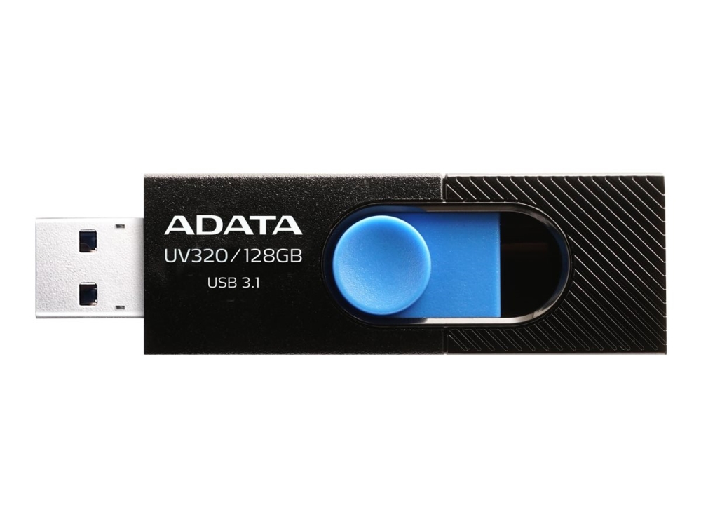 ADATA UV320, 128 GB, USB A-tyyppi, 3.2 Gen 1 (3.1 Gen 1), Liuku, 7,9 g, Musta, Sininen