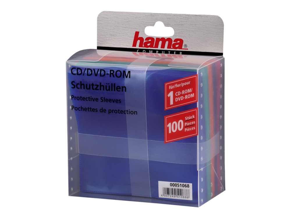 Hama - CD/DVD lomme - blå, rød, grøn, orange, violet (pakke med 100) billede