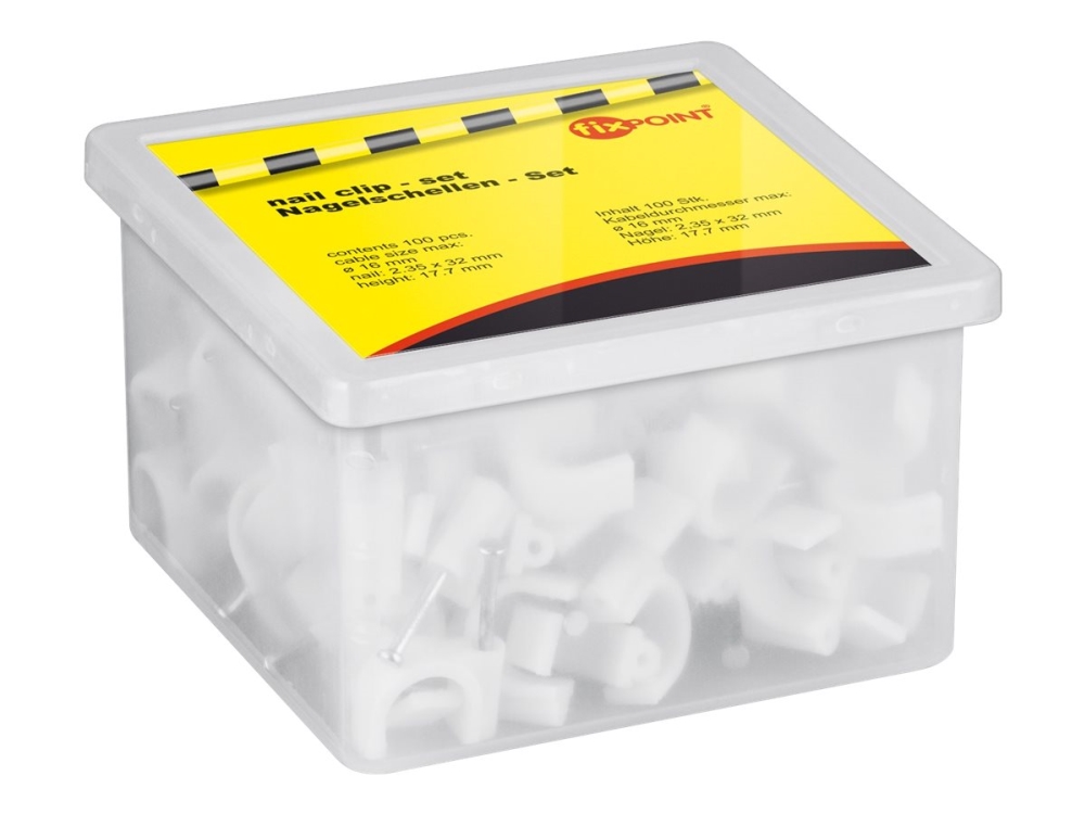 fixpoint - Kabelklämma - vit (paket om 100) | Datortillbehör - Övriga datortillbehör - Övriga tillbehör | GameStuff