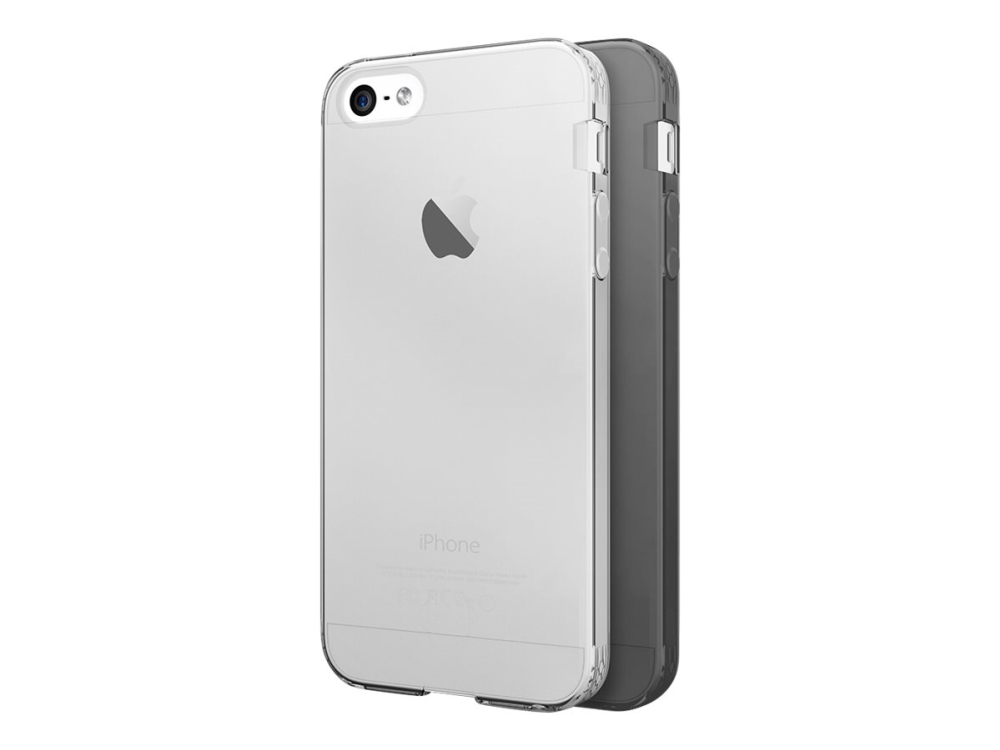 ITSKINS NANO // DUO Zero Gel 2 in 1 - Bagsidecover til mobiltelefon - termoplastisk polyuretan (TPU), Impacthane - sort, gennemsigtig (pakke med 2) - for Apple iPhone 5, 5s, SE
