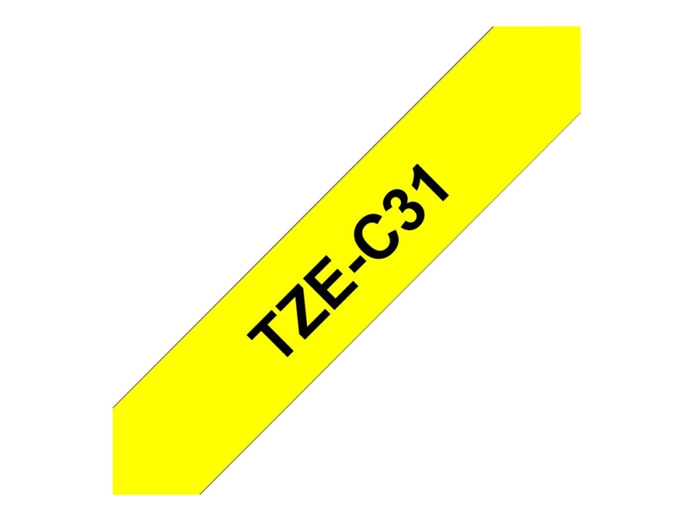 Tze-C31 Laminated Tape 12Mm / 8M Black On Signal Yellow