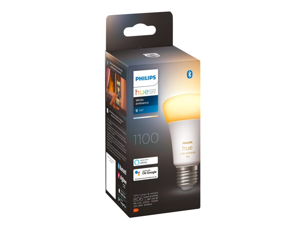 Philips Hue White Ambiance Led Glödlampa Form: A60 E27 8 W Motsvarande 75 W Klass F Varmt Till Kallt Vitt Ljus 2200 6500 K