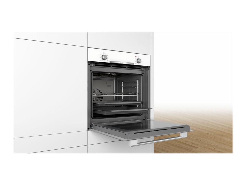 Bosch Serie | 2 HBA530BW0S - Ovn - til indbygning - niche - bredde: 56 cm - dybde: 55 cm - højde: 58.5 cm - med selv-rengøring - Klasse A - hvid