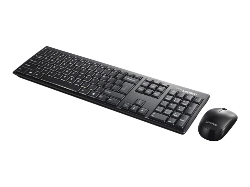 Lenovo 100 Wireless Combo - Sæt Med Mus Og Tastatur - Trådløs - 2.4 Ghz - Engelsk - Sort - Detailsalg