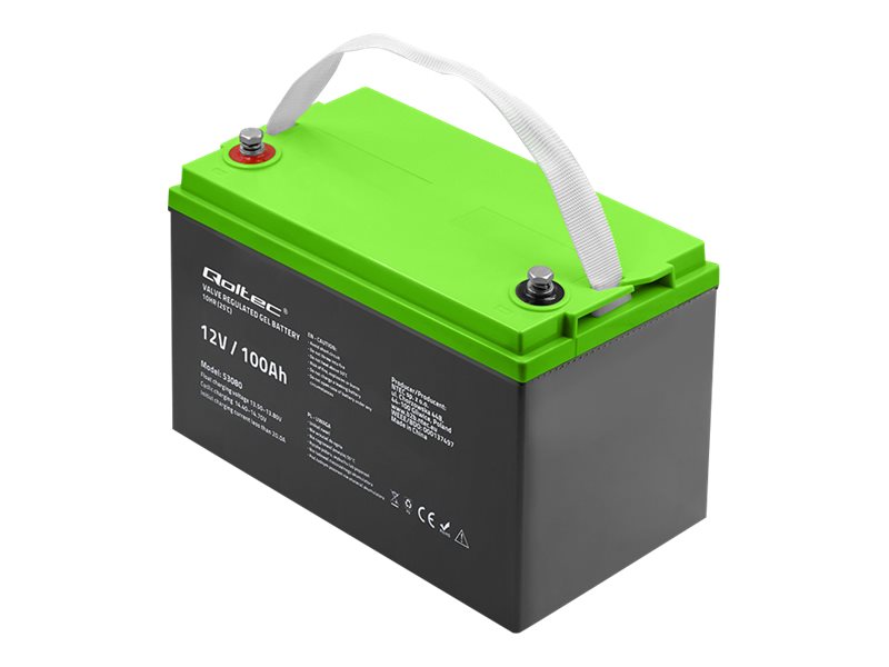 Qoltec - Ups-Batteri - 12 V, 29,3 Kg - Gele - 100 Ah