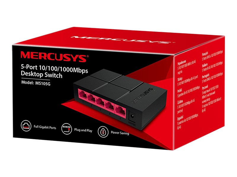 Mercusys 5-Port 10/100/1,000 Mbps Desktop Switch, Unmanaged, Gigabit Ethernet (10/100/1000), Vollduplex