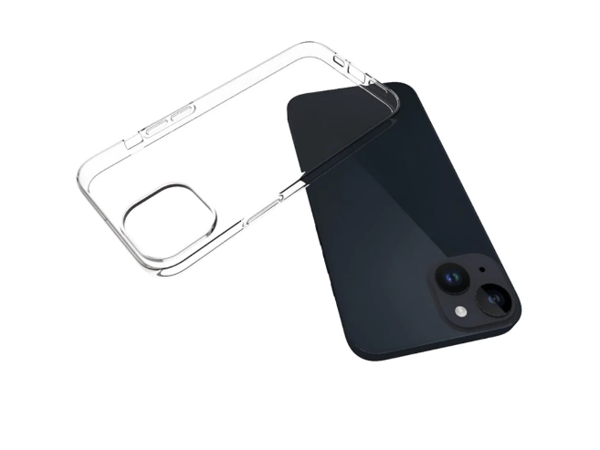 Transparent bagcover til iPhone 15 Plus