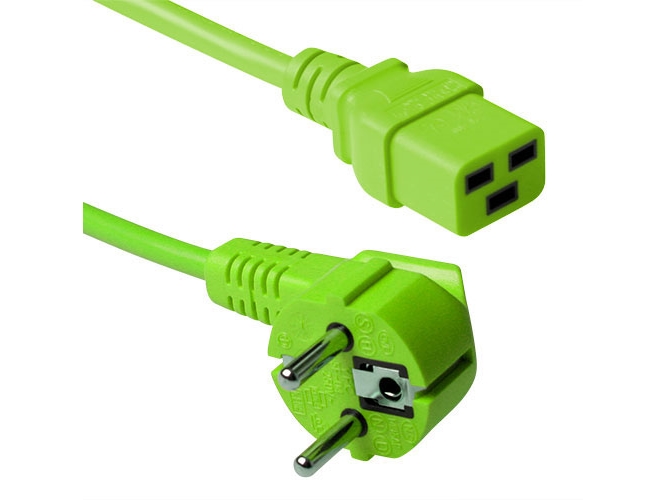 Act Powercord Mains Connector Cee7/7 Male (Angled) - C19 Green 1.20 M. Lengte: 1.2 M Powercord Schuko-C19 Grn 1.20M (Ak5176)