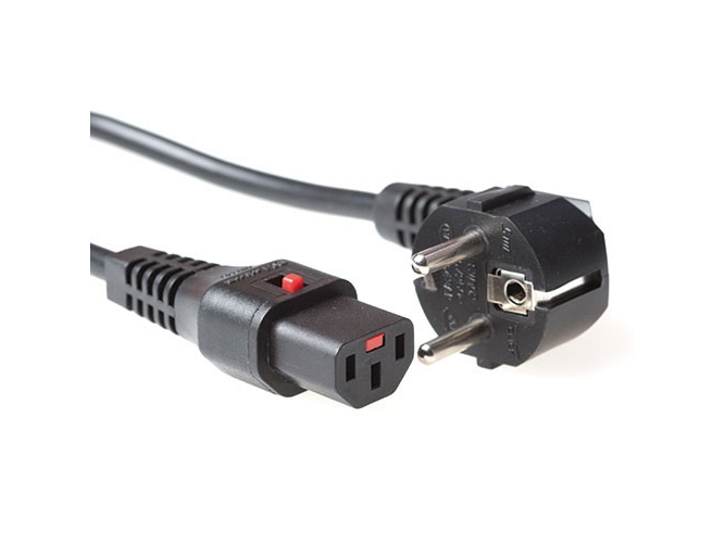 Act Strømledning Cee 7/7 Han (Vinklet) - C13 Iec Lock Sort 1 M El249s (Ak5057)