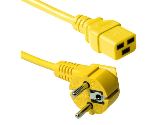 Act Powercord Mains Connector Cee7/7 Male (Angled) - C19 Yellow 1.80 M. Lengte: 1.8 M Powercord Schuko-C19 Yel 1.80M (Ak5181)