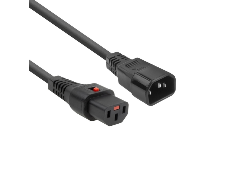 Powercord C13 Iec Lock Auf C14 Schwarz 1,5 M, Pc1003