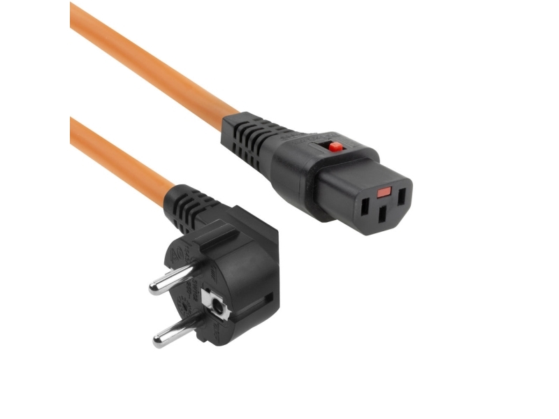 Strømkabel Cee 7/7 Han (Vinklet) - C13 Iec-Lås Orange 2 M, El247s