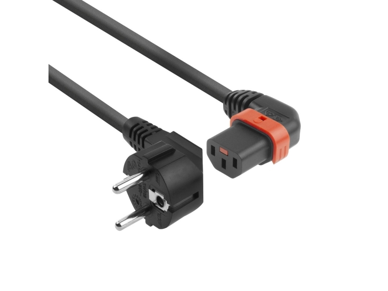 Act Powercord Cee 7/7 Male (Angled) - C13 Iec Lock (Left Angled) Black 3 M, El455s