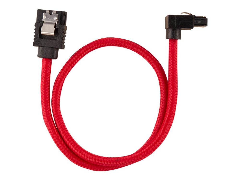 Corsair Premium Cable With Sata Sleeves, Angled, Red 30Cm - 2 Pieces