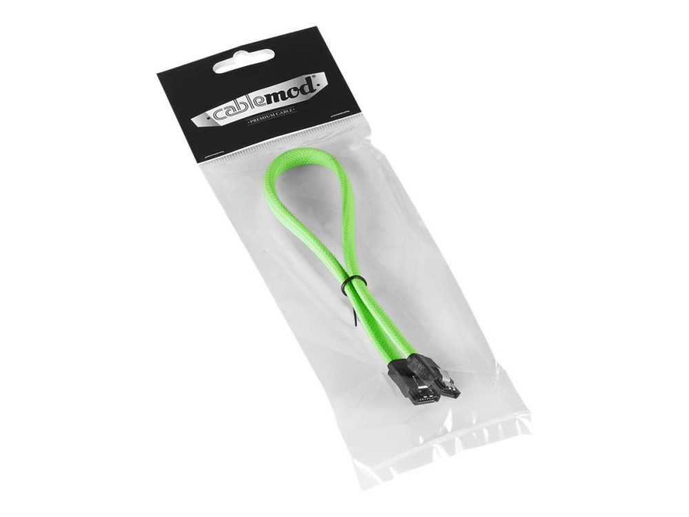 Cablemod Modmesh - Sata-Kabel - Serial Ata 150/300/600 - Sata (Hun) Til Sata (Hun) - 30 Cm - Lysegrøn
