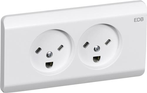 Opus 66 Indsats Standard Stikkontakt Planforsænket Dobbelt Edb 2-Pol Med Jord, Hvid