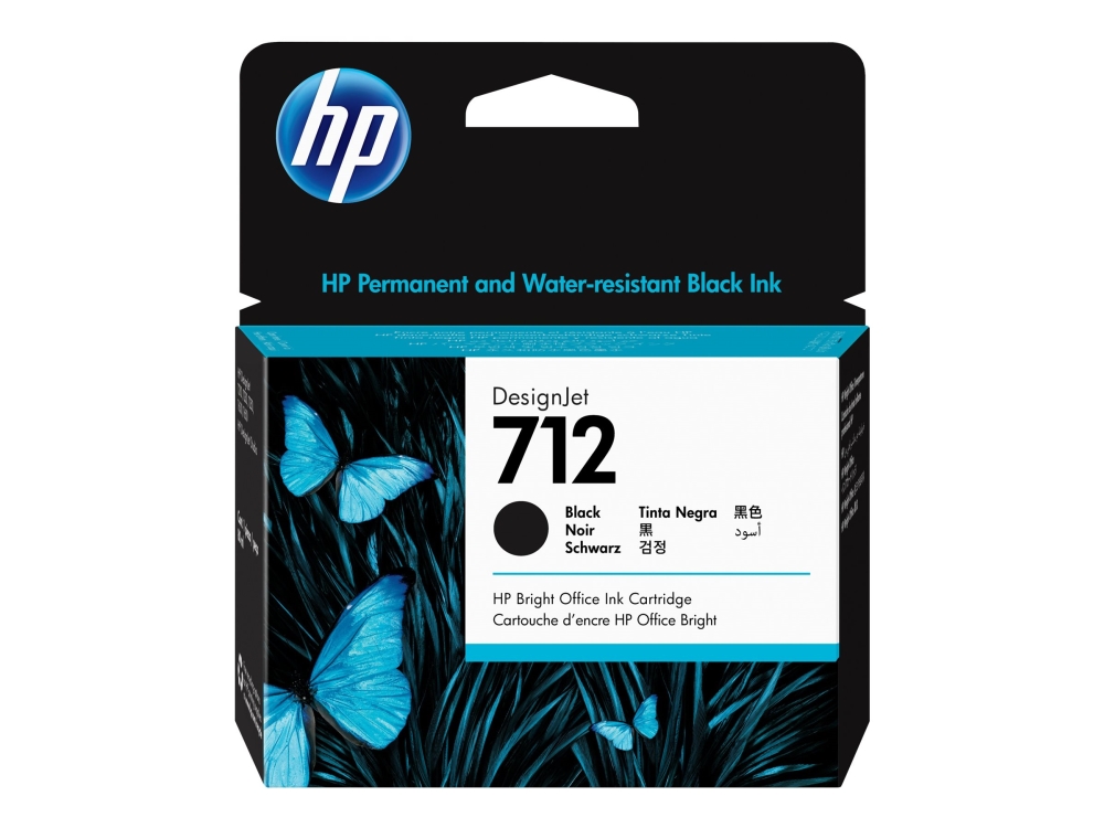 Hp 712 - 80 Ml - Sort - Original - Designjet - Blækpatron - For Designjet Studio, T210, T230, T250, T630, T650
