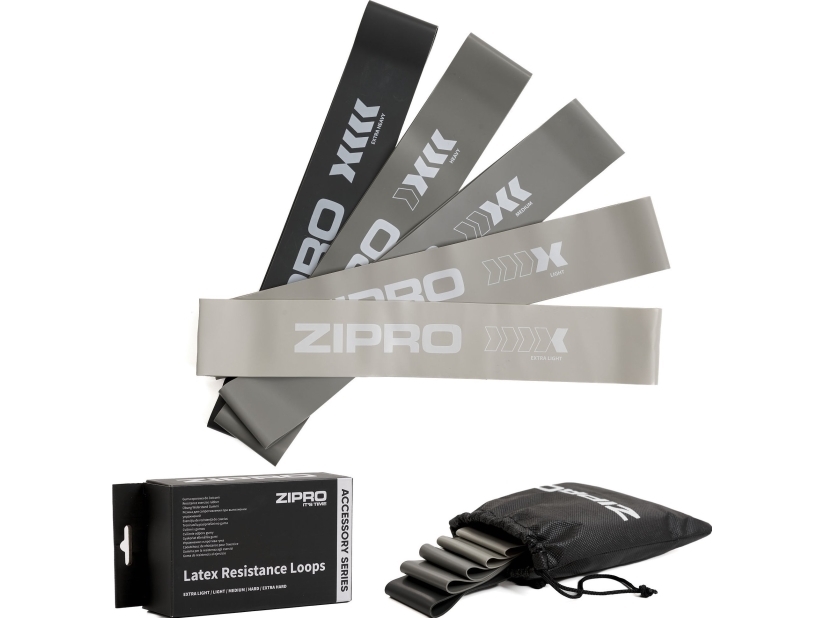 Zipro Mini Band Mini Band Latex Verschiedene Widerstandsstufen In Dh Grau 5 Stück.