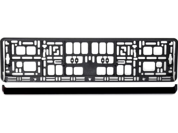 UTAL monteringsramme til nummerplade - sort fleksibel pakket i plastpose med etiket