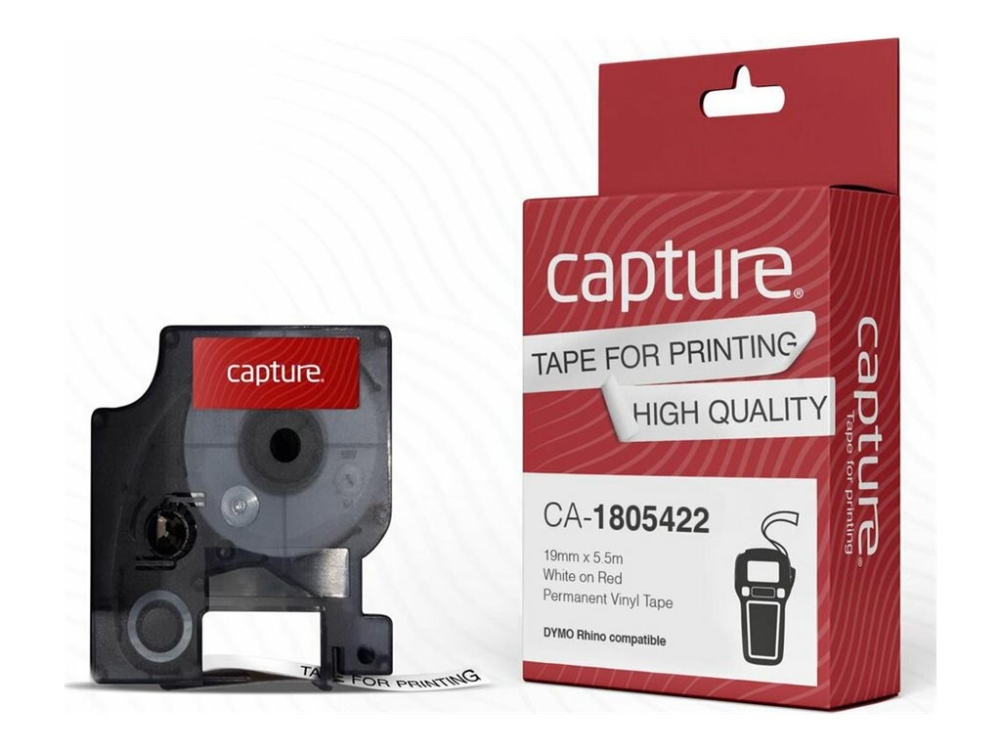 Capture Ca-1805422, Weiss Auf Rot, 1 Stück(E), Thermodirekt, Vinyl, Dymo, Rhino