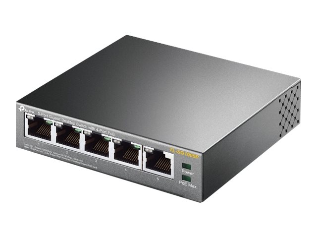 Tp-Link Tl-Sg1005p - Switch - Ikke Administreret - 4 X 10/100/1000 (Poe) + 1 X 10/100/1000 - Desktop - Poe (56 W)