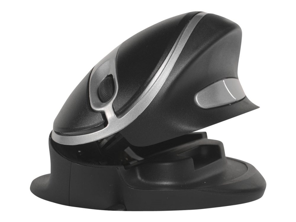 Bakkerelkhuizen Oyster Mouse Wired Large, Beidhändig, Vertikale Ausführung, Usb Typ-A, 1200 Dpi, Schwarz, Silber