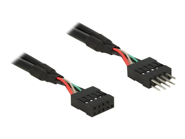 Delock USB 2.0 Pin Header - USB internt kabel - 10 pins USB-samlekasse (hun) til 10 pins USB-samlekasse (han) - 25 cm - sort