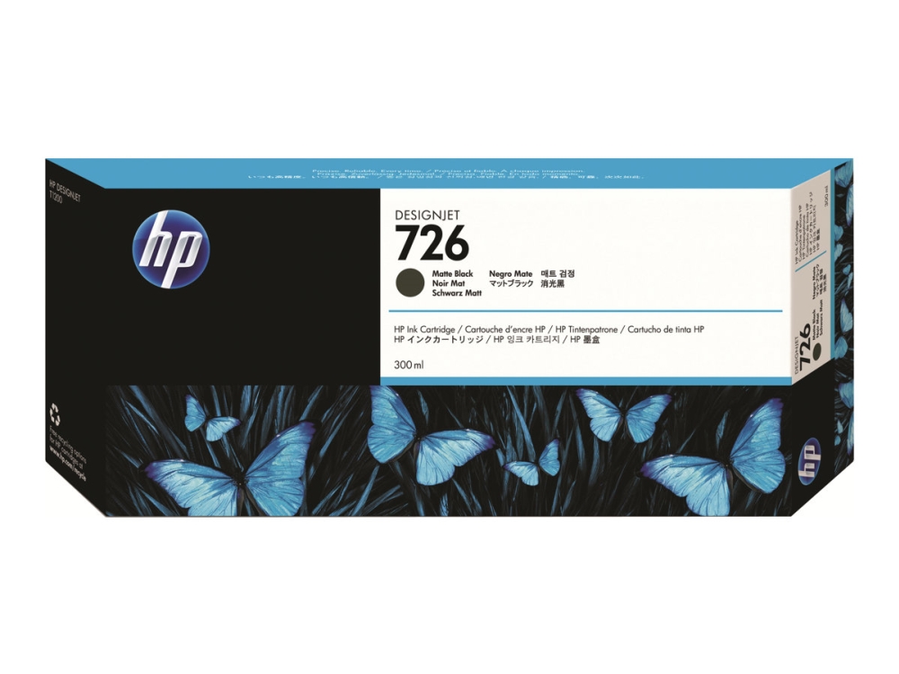 HP 726 - 300 ml - mat sort - original - DesignJet - blækpatron - for DesignJet SD Pro MFP, T1200, T1200ps, T1300, T2300