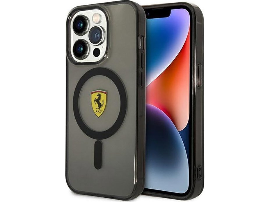 Ferrari Fehmp14lukk Iphone 14 Pro 6,1" Schwarzes/Schwarzes Hardcase Transparentes Magsafe