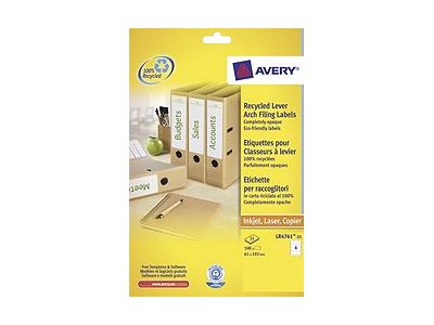 Avery Lr4761 - Hvid - 61 X 192 Mm 100 Etikette (25 Ark X 4 Etiketter Til Filmapper